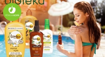 Магазин BIOTĒKA предлагает: средства для ухода за кожей тела и для загара "Lovea"
