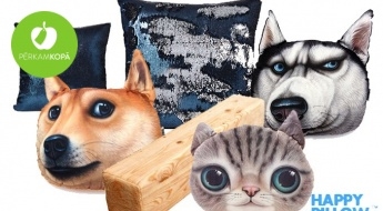 Оригинальная подушка "HappyPillow": в виде деревянной доски, кошки, собаки или подушка, меняющая цвет