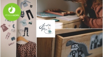 Наклейки на мебель для девочек и мальчиков с мотивами рисунков одежды и игрушек от "Jungle Birds"