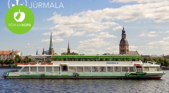 Izbrauciens pa Daugavu ar atpūtas kuģīti Jūrmala: "Rīgas panorāmas reiss" vai romantiskais "Saulrieta reiss"