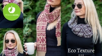 Вязаные изделия "Eco Texture": длинные шарфы, круглые шарфы и повязки на голову и шею разных цветов