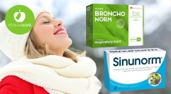 Latvijā radīti produkti elpceļu veselībai: "Sinunorm" (3 x 30 kapsulas) un "Bronchonorm Caps " (2 x 15 kapsulas)