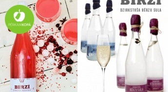 LATVIJĀ RAŽOTA dažādu garšu dzirkstošā bērzu sula BIRZĪ - pa vienai vai komplektos, pildītas šampanieša pudelēs