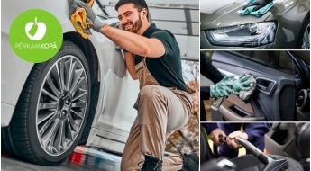 Automašīnas virsbūves mazgāšana ar rokām un salona tīrīšana vai automašīnas motora ķīmiskā tīrīšana