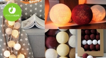 Дари красивый свет! Световые гирлянды из 20, 35 или 50 хлопковых шариков разных цветовых комбинаций в подарочной коробочке