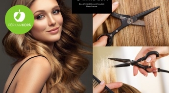Профессиональная женская стрижка волос горячими ножницами и укладка волос