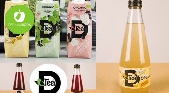 Radīts Latvijā! Veselīgie tējas-sulas dzērieni "D'Tea" stikla pudelē vai tetra pakā