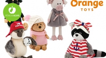 "Orange Toys" mīkstās rotaļlietas bērniem - cūciņa, ezītis, jenotiņš, zvirbulēns, sunītis u.c.! Košas krāsas un tērpi - kurš būs Tava mazuļa labākais draugs?
