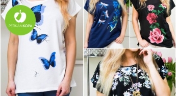 Женские футболки больших размеров с цветами, животными, линиями и др. мотивами