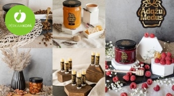 Ražots Latvijā! ĀDAŽU MEDUS biškopības produkti - gardais krēmveida medus ar garšām, pļavas ziedu medus, bišu vaska lūpu balzams u.c