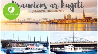 Kuģītis JELGAVA vai HORIZONTS: pilsētas panorāmas vai romantiskais saulrieta reiss jebkurā nedēļas dienā