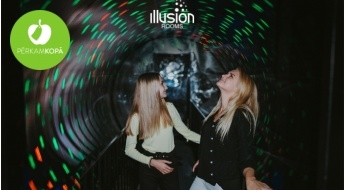 Ideāla izklaide! Biļete uz "Illusion Rooms" ilūziju istabām - lielākais spoguļu labirints, ēnu istaba, TORNADO tunelis u.c.