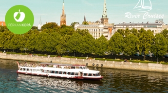 Izbrauciens pa Daugavu ar atpūtas kuģīti VECRĪGA: "Rīgas panorāmas reiss" vai romantiskais "Saulrieta reiss"