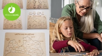 RADĪTS LATVIJĀ! Izglītojošas koka puzles bērniem - "Alfabēts un cipari", "Figūras" u.c.