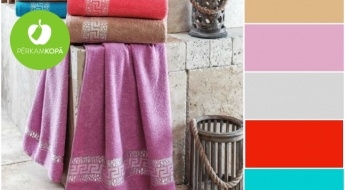Мягкие махровые полотенца разных цветов и размеров (50 x 90 см, 70 x 140 см и 100 x 150 см)
