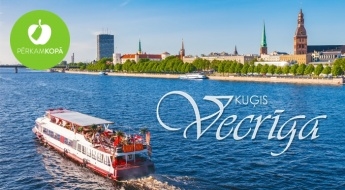 Rīgas panorāma vasarīgā izbraucienā pa Daugavu ar kuģīti VECRĪGA