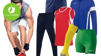 Sporta tērpi sievietēm un vīriešiem - treniņbikses, treniņjakas, getras un dažādu sporta veidu apģērbu komplekti