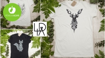 Radīts Latvijā! "Latadata" sieviešu un vīriešu t-krekli ar stilizētu meža dzīvnieku apdruku