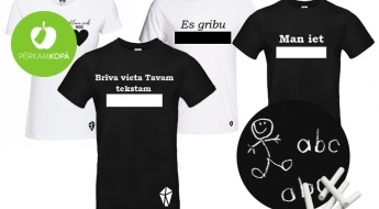Сделано в Латвии! Женские, мужские и детские футболки с поверхностью доски "Five Mindss" + мелки