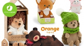 "Orange Toys" mīkstās rotaļlietas bērniem - cūciņa, ezītis, jenotiņš, zvirbulēns, sunītis u.c.! Košas krāsas un tērpi - kurš būs Tava mazuļa labākais draugs?