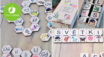 Radīts Latvijā! Koka galda spēles alfabēta apguvei "Burtu taka" un "Burtu puzle"