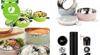 Termokrūze ar LED displeju un pusdienu termosi skaistās krāsās ēdiena līdzņemšanai