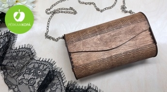 Radīts Latvijā! Unikālas pleca somiņas no koka ar sudraba krāsas ķēdīti