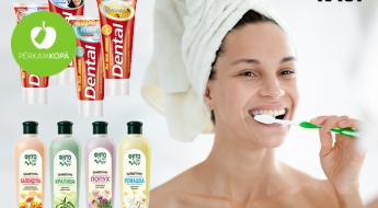 "Dental Jumbo" zobu pastas (250 ml) un "Fito Bum" šampūni (1 l) - dažādi veidi