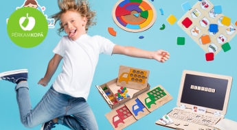 "Rainbow Kids" attīstošās koka spēles bērniem - formu, krāsu, burtu un ciparu apguvei