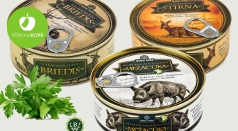 LATVIJAS DELIKATESE: gardie "Baltic Wild" medījumu gaļas konservi