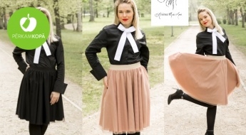 Сделано в Латвии! Воздушные юбки черного цвета или цвета капучино с эластичной резинкой (XS-M)