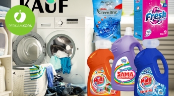 Šķidrie un pulverveida veļas mazgāšanas līdzekļi baltai un krāsainai veļai vai šķidrās saimniecības ziepes
