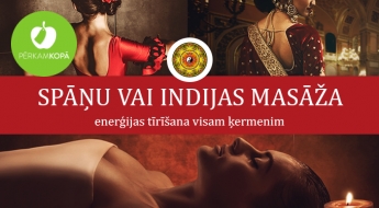 Unikāla pieredze! Spāņu vai Indijas masāža + enerģijas tīrīšana visam ķermenim salonā SAMANA