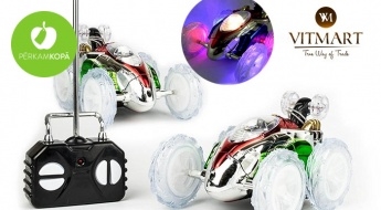 360° trikiem! DASHER radiovadāmais rotaļu auto ar LED gaismām un tālvadības pulti