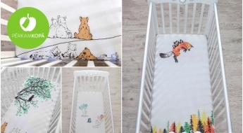 Radīts Latvijā! "EvBoo" kokvilnas palagi bērnu gultiņai ar gumiju un skaistām ilustrācijām