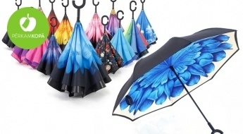 Vērtīgs PAVASARA pirkums! Moderns lietussargs, kas veras vaļā uz pretējo pusi! Košas krāsas!