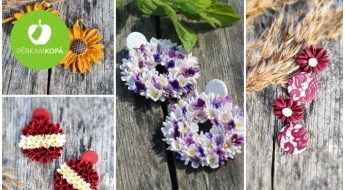 Radīts Latvijā! Rokām darināti polimēra ziedu auskari - dažādi dizaini un izmēri