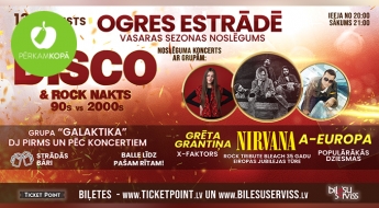 Vasaras sezonas noslēguma koncerts Ogres estrādē - jautra DISCO & ROCK nakts (13.08.)