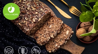Ražots Latvijā! Organiska vegānā bezglutēna maize no BIO sastāvdaļām "Saules spēks" + "Kvinojas labums ar aprikozēm"