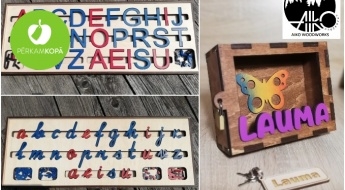 СДЕЛАНО В ЛАТВИИ! Деревянный алфавит или персонализированная копилка для детей "Aiko Woodworks"