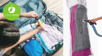 Dažāda izmēra vakuuma maisi apģērba drošai uzglabāšanai skapī vai ceļojot