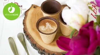 JAUNUMS! "Edible Cup Coffee" ēdamas dzērienu krūzītes ar glazūru vai bez (12 gab.)