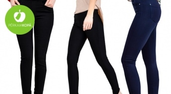 Облегающие женские штаны, визуально делающие стройнее или джегинсы черного или синего цвета (XS-XXL)