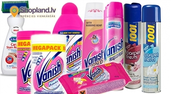 Vanish: Šķidrs traipu tīrītājs, pulveris traipu tīrīšanai vai paklāju tīrīšanas līdzeklis