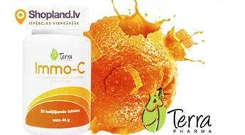 Immo-C augstas kvalitātes C vitamīns košļājamo tablešu veidā ar apelsīna garšu