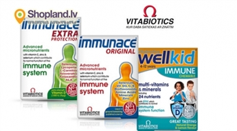 Vitabiotics: Immunace N30, Immunace Extra Protection  N30 vai WellKid Immune N30 bērniem