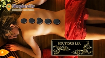 Boutique Lea: Relaksējoša karsto akmeņu masāža visa ķermeņa harmonijai un labsajūtai - 1 vai 2 personām