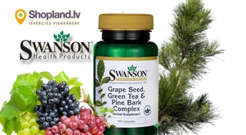 SWANSON: Vīnogu kauliņu, Zaļās tējas un Priežu mizas komplekss (60 kapsulas)