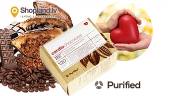 Purified: Cardio Chocolate N120 - uztura bagātinātājs melnajā šokolādē sirds un asinsvadu veselībai