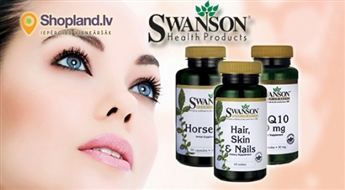 SWANSON: Hair, Skin & Nails komplekss, Koenzīms Q10 un Kosas ekstrakts matu, nagu un ādas veselībai